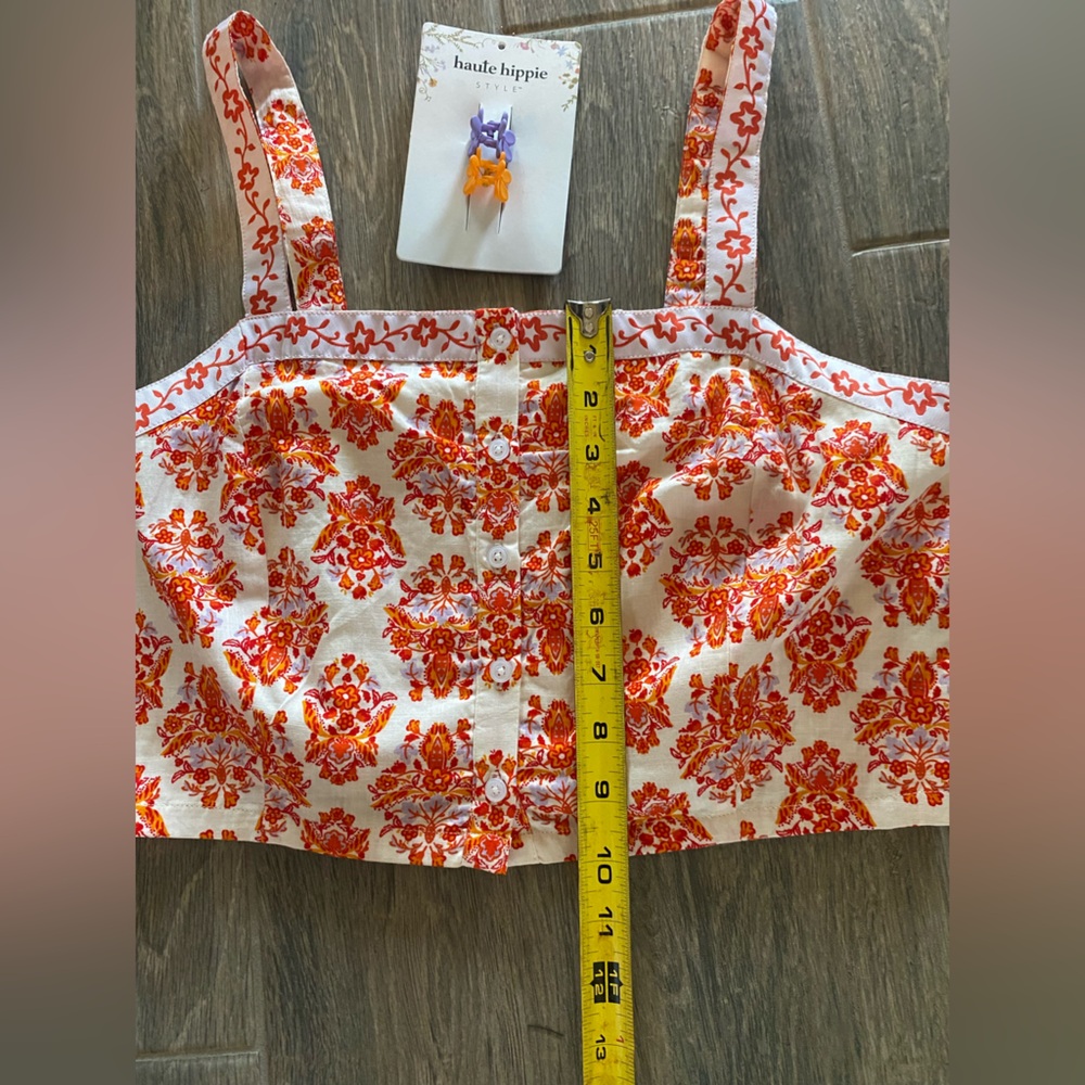 🌻NEW w/tags HAUTE HIPPIE Boxy Boho Colorful Tank w/ Smocking Back Size Large - Picture 4 of 5